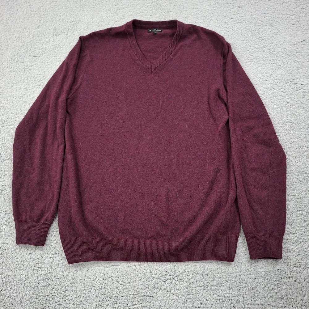 Emi Maglia M Sweater Top Wool Cashmere Italian Burgundy Long Sleeve Old Money